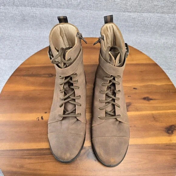 Women's Brown Lace-Up Buckle Accent Ankle Combat Liverpool‎  Boots 8.5W Wide - Picture 14 of 14